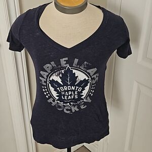 NHL Women's Hockey Logo Toronto Maple Leaf T-Shirt Navy Blue Medium